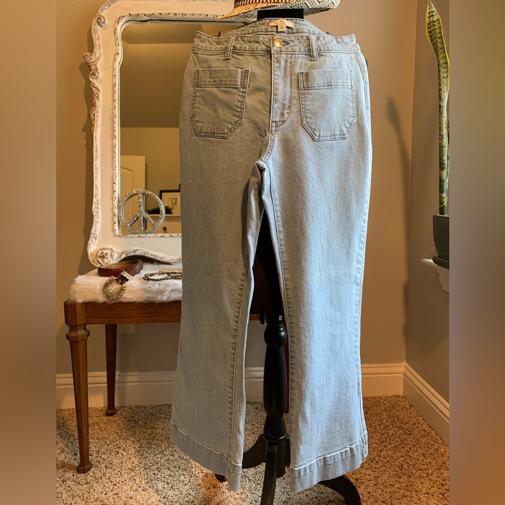 H By Halston Retro Light Wash Denim Jeans Wide Leg Size 4